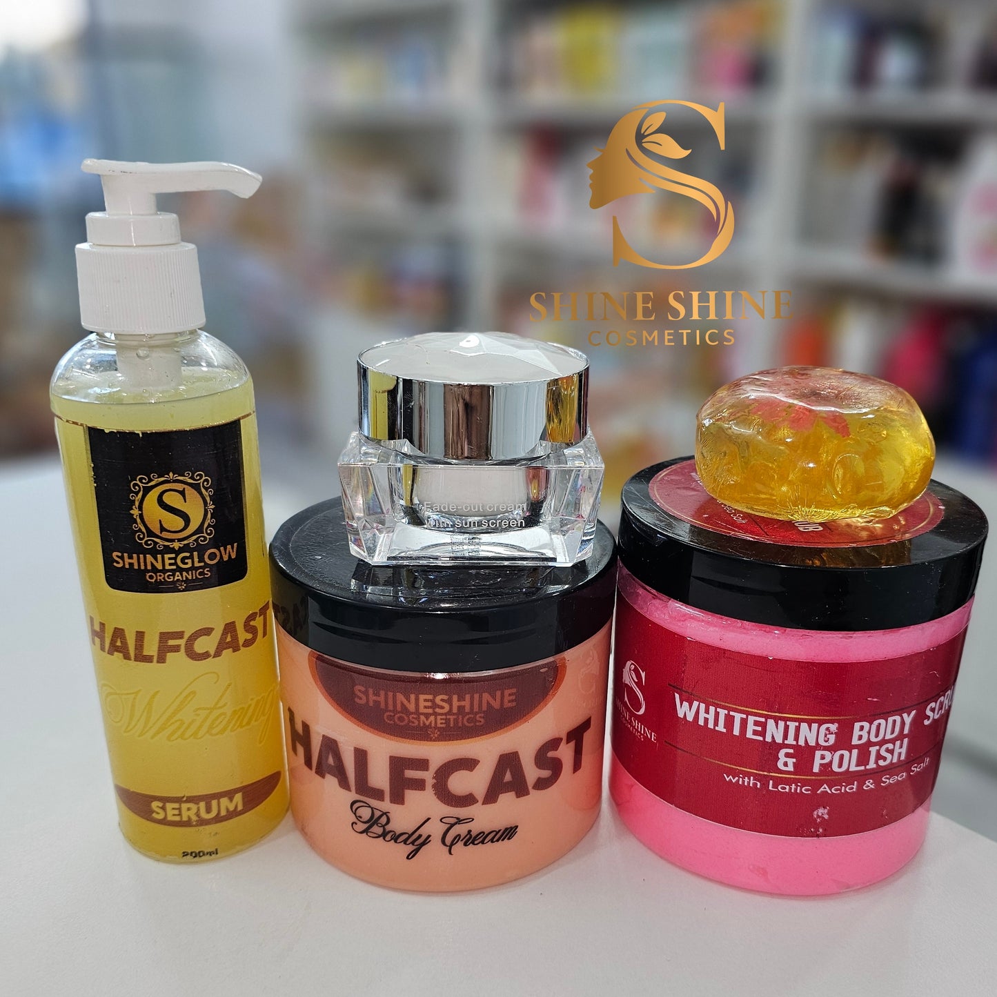 Half Cast Set. Body Cream,Oil, Scrub and face cream