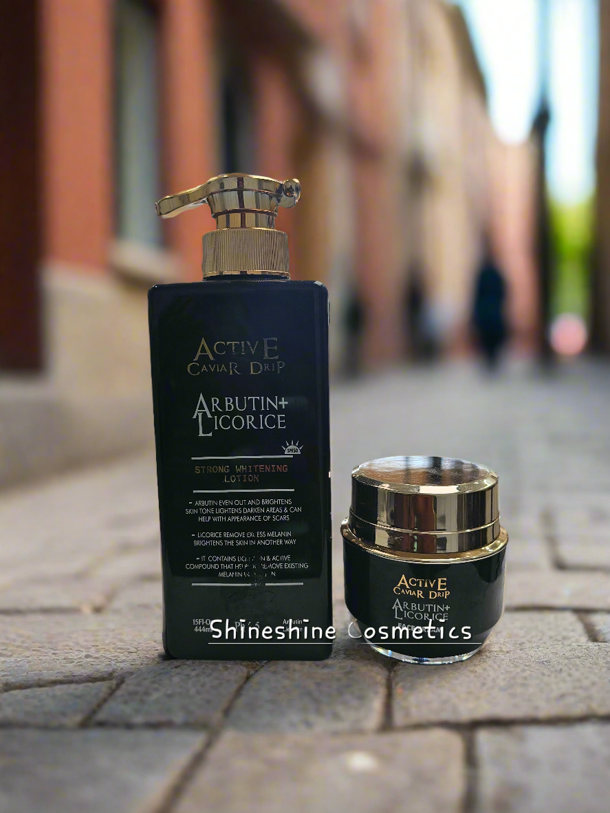 Active Caviar Drip Licorice & Arbutin 2 in 1 Ligtening Set Lotion and Face Cream