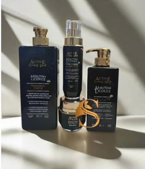 Active Caviar Licorice & Arbutin Whitening Set Lotion, Body wash, Oil and Face Cream