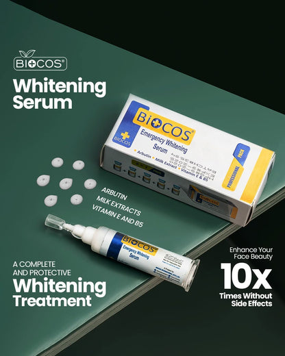 Biocos Emergency Ligtening Serum with Milk Extract,Arbutin, Vitamin E & B5