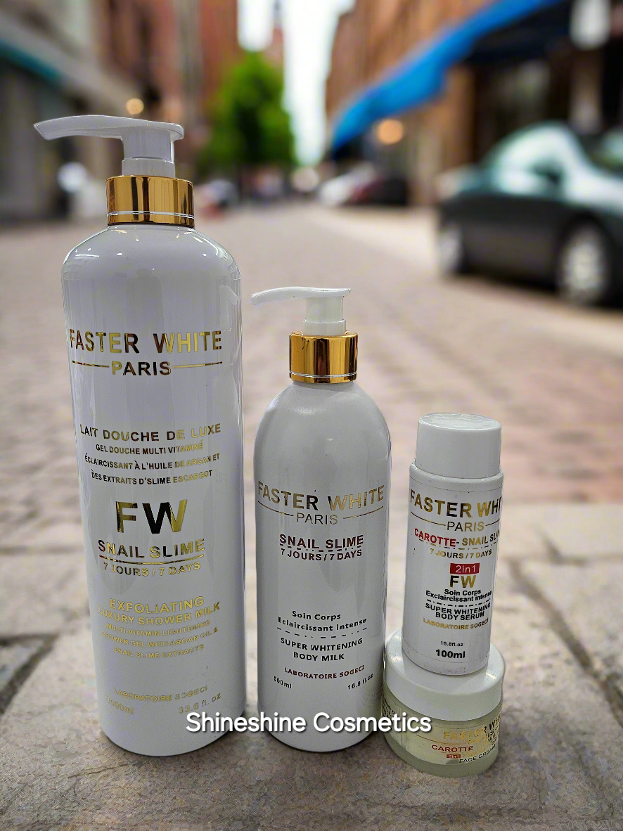 Faster W Snail Slim Ligtening Set Lotion ,Oil ,Face cream and Body Wash