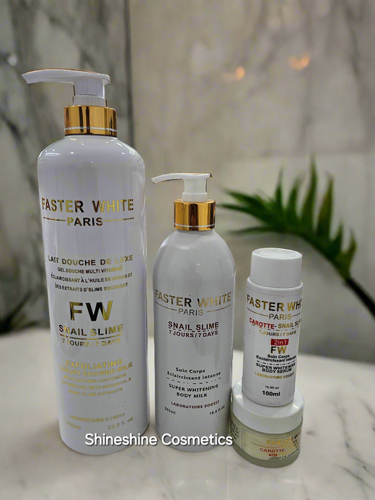 Faster W Snail Slim Ligtening Set Lotion ,Oil ,Face cream and Body Wash