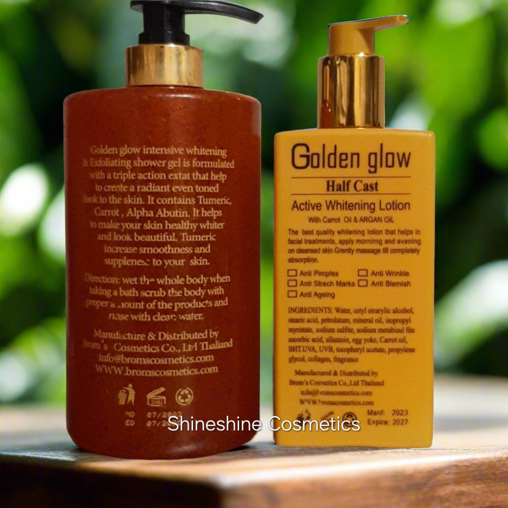 Golden Glow Lotion & Shower Gel with carrot oil and gluta – Shineshine  Cosmetics