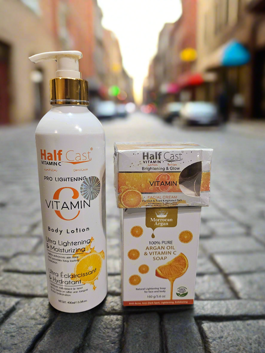 Half Cast Vitamin C Pro Lightening Set Lotion, Soap & Face Cream