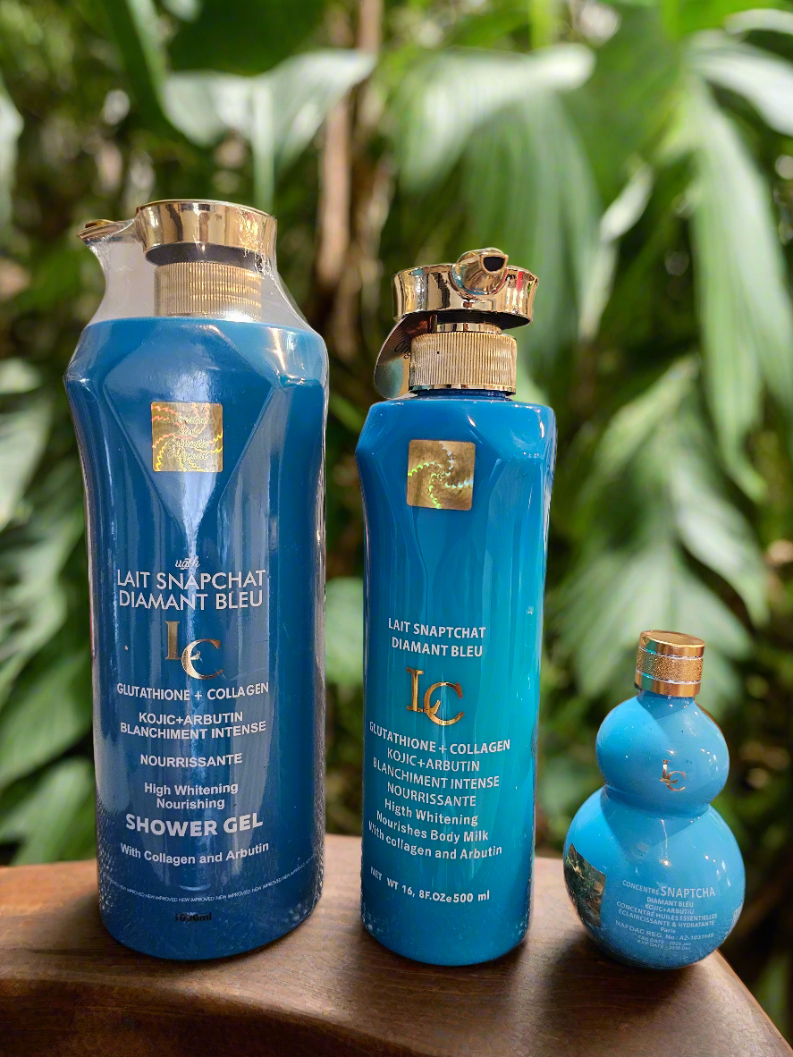 Lait Snapchat Diamant Bleu Skincare Set
Glutathione + Collagen + Kojic+ Arbutin