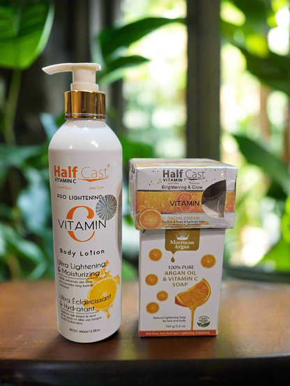 Half Cast Vitamin C Pro Lightening Set Lotion, Soap & Face Cream