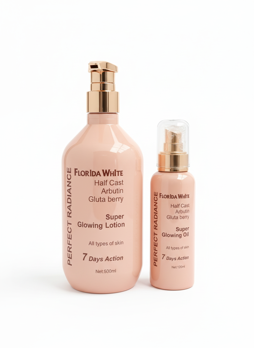 Florida White Perfect Radiance Super Glowing Duo
Half Cast • Arbutin • Gluta Berry
For All Skin Types • 7 Days Action